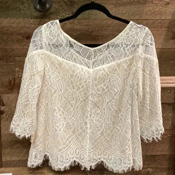 Ella Moss Amara Lace Blouse in Natural Size XS - Picture 6 of 7